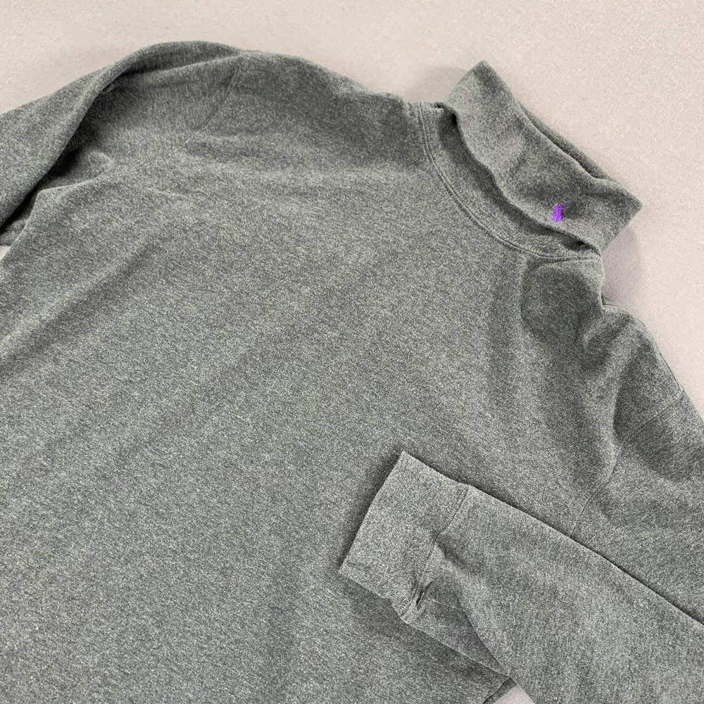 Polo Ralph Lauren‎ Shirt Womens XL Gray Turtleneck Long Sleeve Purple Pony Logo